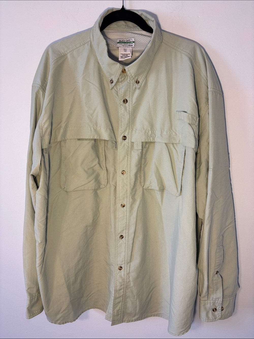 L.L. Bean Men's Light Sage Button-Front Lightweight Shirt Jacket